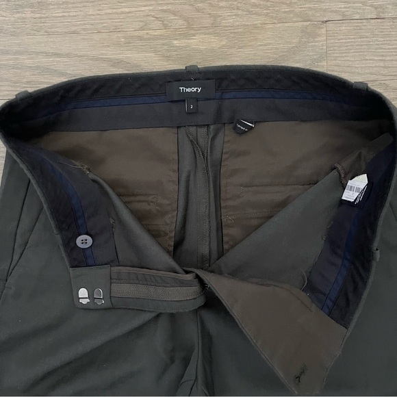 Theory Women's Wool Olive Green Straight Leg Dress Pants Size 2 - Picture 7 of 8